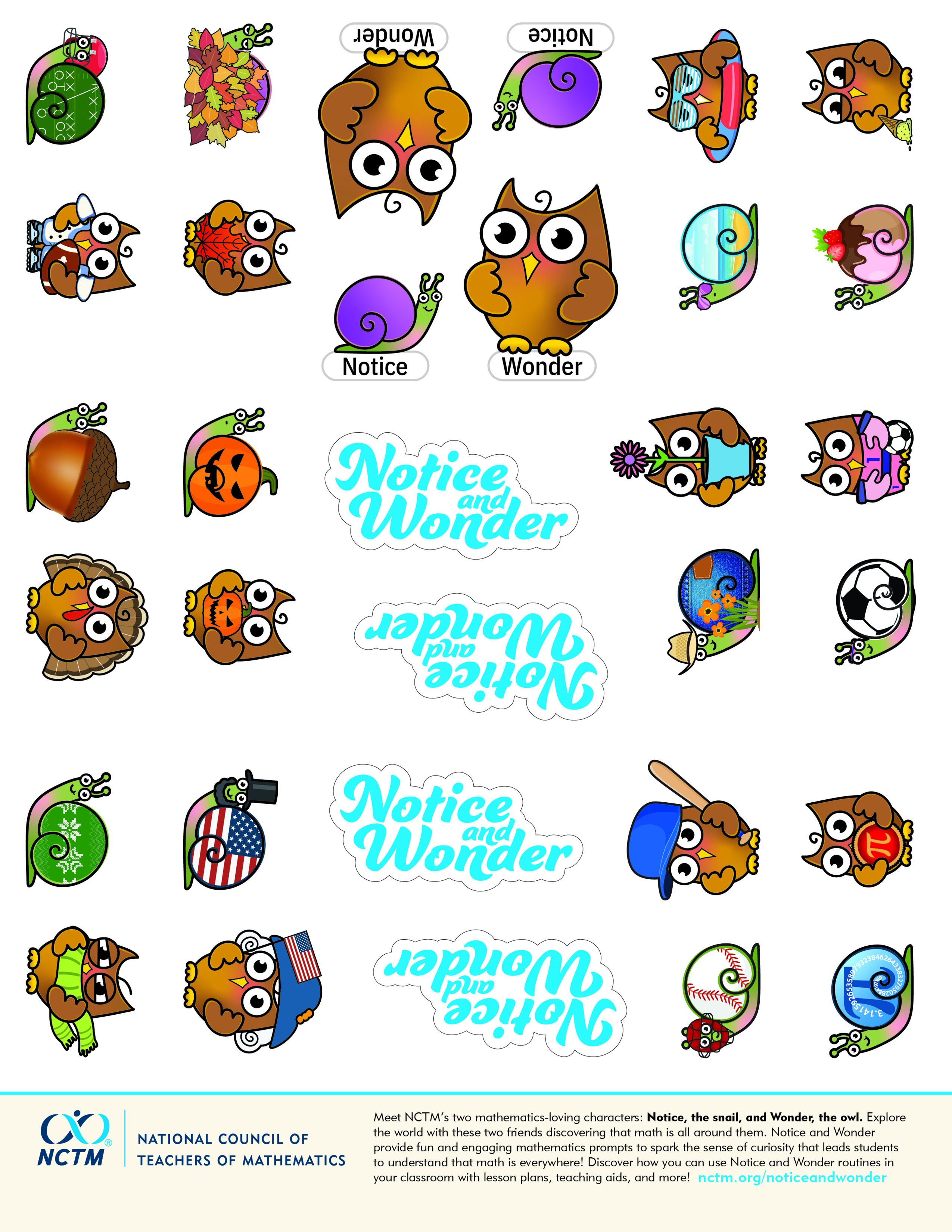 Notice and Wonder Sticker Sheets Seasons